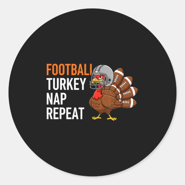 Pegatina Redonda Football Turkey Nap Repeat - Thanksgiving Dad &amp (Anverso)