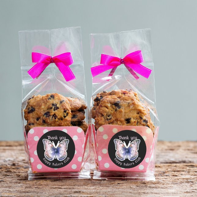 Pegatina Redonda For Business Butterfly Custom Shop Name Thank You  (Subido por el creador)