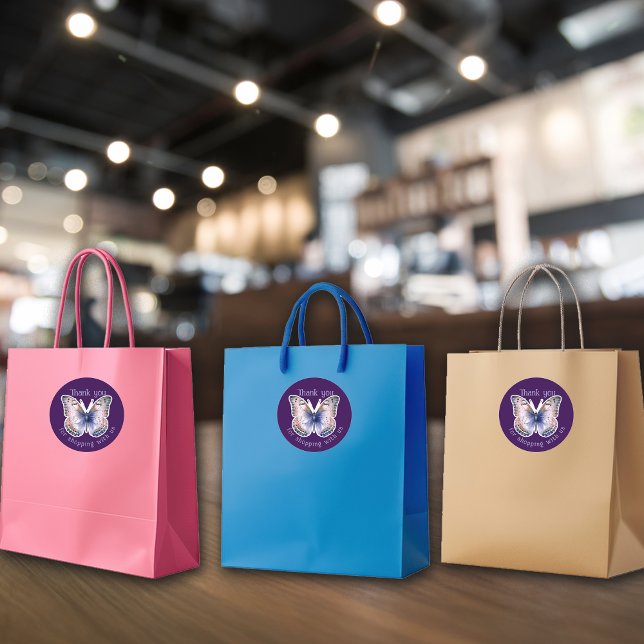 Pegatina Redonda For Business Butterfly Custom Shop Name Thank You  (Subido por el creador)