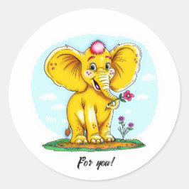 Pegatina Redonda For You – Cute Elephant Sticker