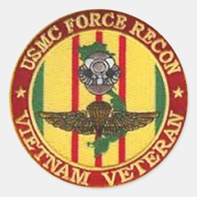PEGATINA REDONDA FORCE RECON VIETNAM VETERAN (Anverso)