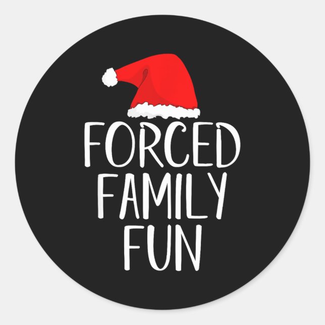 Pegatina Redonda Forced Family Fun Sarcastic Christmas Eve  (Anverso)