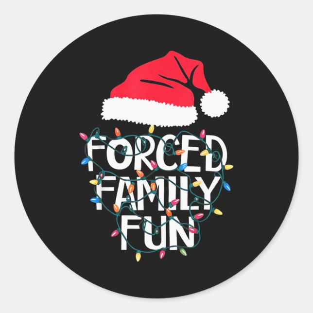Pegatina Redonda Forced Family Fun Sarcastic Christmas Funny Men Wo (Anverso)