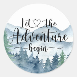 Pegatina Redonda Forest Adventure Mountains Baby Shower