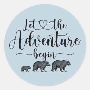 Pegatina Redonda Forest Adventure Mountains Baby Shower Classic