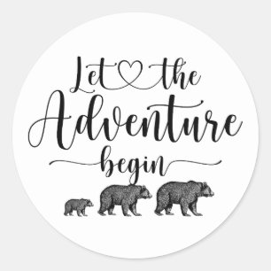 Pegatina Redonda Forest Adventure Mountains Baby Shower Classic Cla
