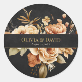 Pegatina Redonda Forest Witch Black Floral Wedding Round Sticker
