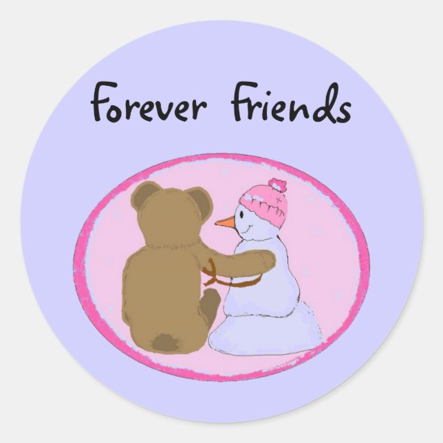 Pegatina Redonda Forever Friends Pink (Anverso)