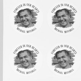 Pegatina Redonda Forever In Our Hearts Brushed Photo Funeral