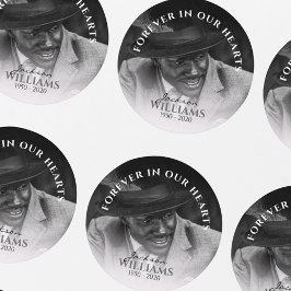 Pegatina Redonda Forever In Our Hearts | Photo Memorial Funeral