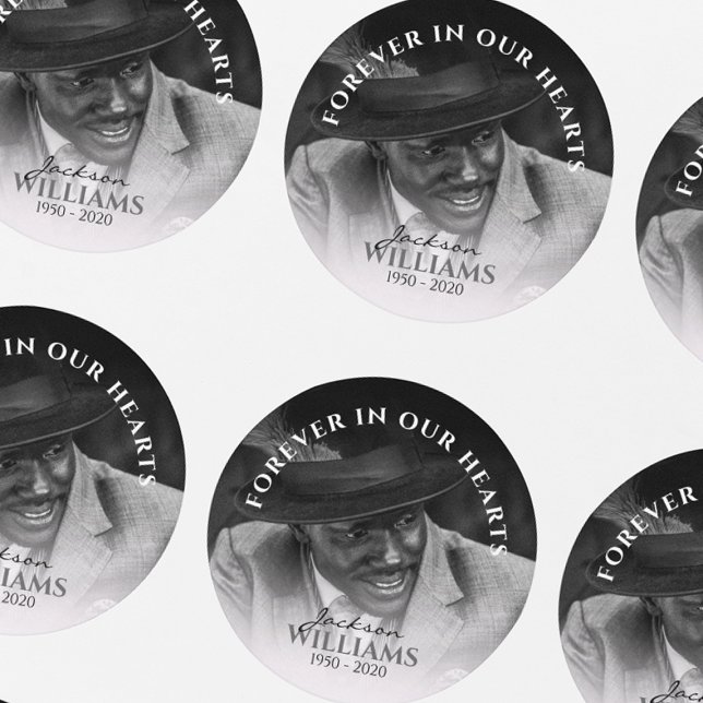 Pegatina Redonda Forever In Our Hearts | Photo Memorial Funeral (Subido por el creador)