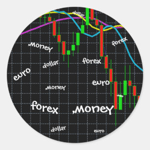 Pegatina Redonda Forex, Dinero, Euro, Dólar