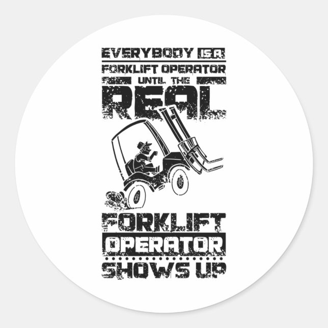 Pegatina Redonda Forklift Operator (Anverso)