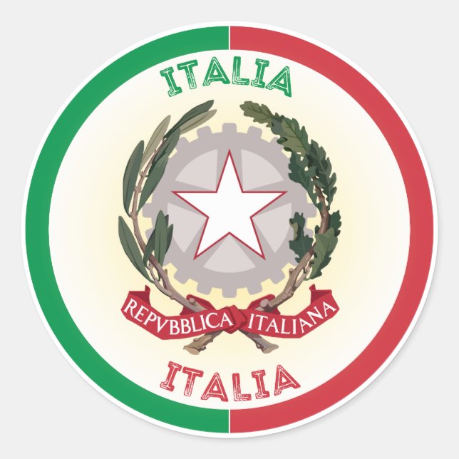 Pegatina Redonda Forma de círculo del Emblema Nacional de Italia (Anverso)