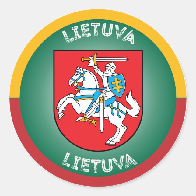 Pegatina Redonda Forma de círculo del escudo de armas de Lituania ( (Anverso)