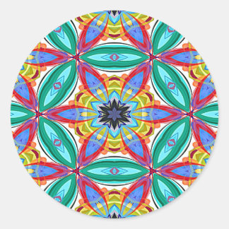 Pegatina Redonda Forma de mandala floral de Batik