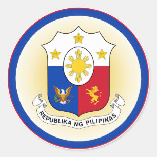 Pegatina Redonda Forma del círculo del escudo de armas de Filipinas