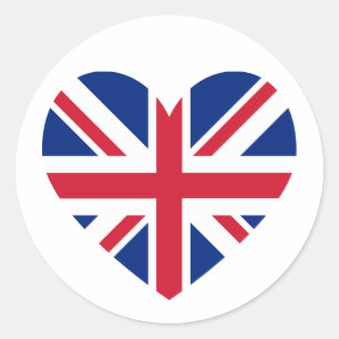 Pegatina Redonda Forma del corazón de Union Jack