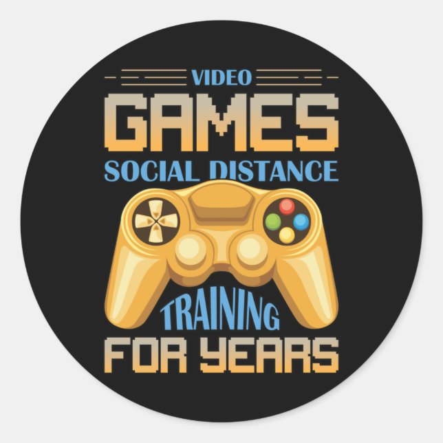 Pegatina Redonda Formación A Distancia Social Durante Años | Videoj (Anverso)