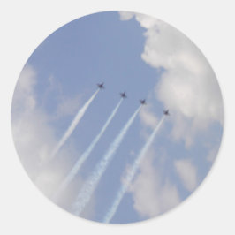 Pegatina Redonda Formación de aviones militares de reacción