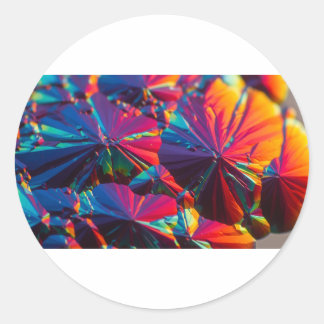 Pegatina Redonda Formación de cristal microscópico