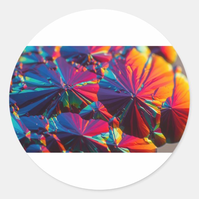 Pegatina Redonda Formación de cristal microscópico (Anverso)