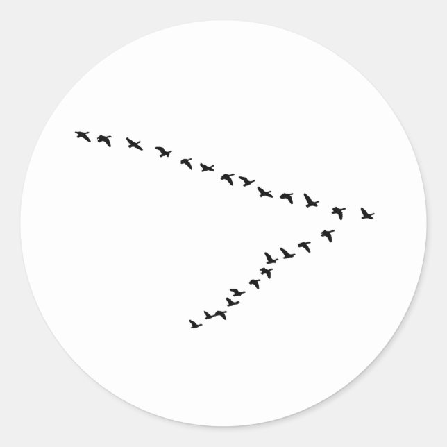 Pegatina Redonda Formación "V" de Geese Volante (Anverso)