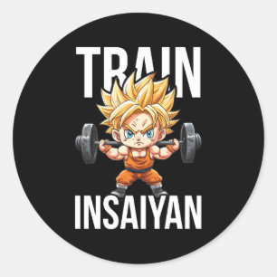 Pegatina Redonda Formar Gimnasio Insaiyan Anime Y Ejercer Motivació