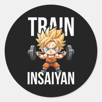Pegatina Redonda Formar Gimnasio Insaiyan Anime Y Ejercer Motivació
