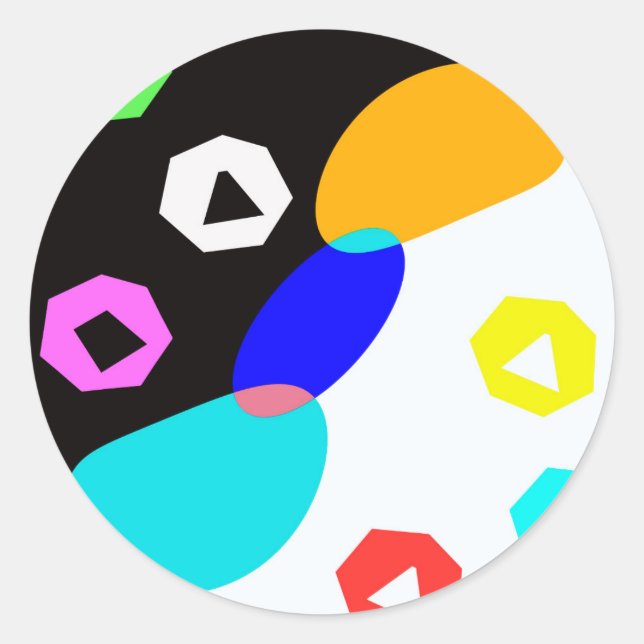 Pegatina Redonda Formas coloreadas (Anverso)