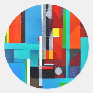 Pegatina Redonda Formas de arte de resumen geométrico