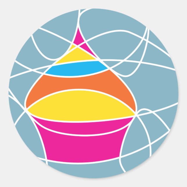 Pegatina Redonda formas de CUPCAKE retro (Anverso)