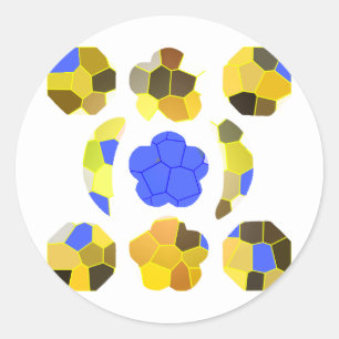 Pegatina Redonda Formas de Ilustracion azul amarillo