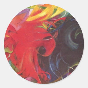 Pegatina Redonda Formas de lucha de Franz Marc, Bella Artes de époc