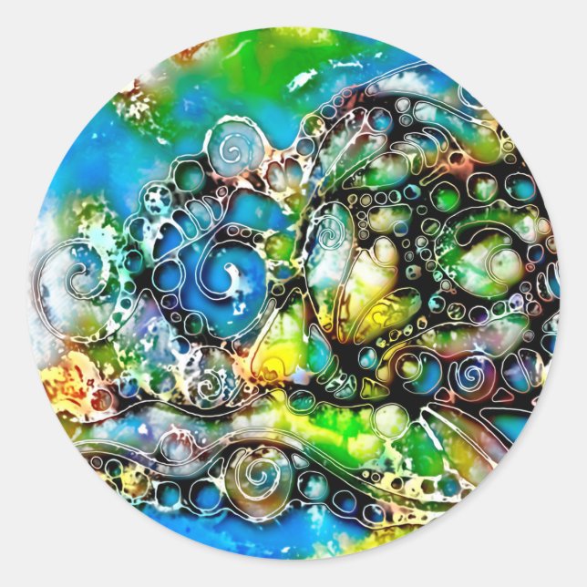 Pegatina Redonda Formas De Vida - Art. 7 Neurográfico (Anverso)