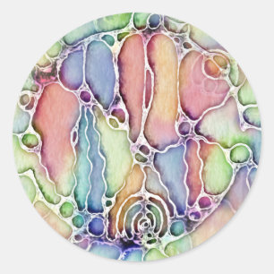 Pegatina Redonda Formas De Vida - Patrón De Arte Neurográfico 1