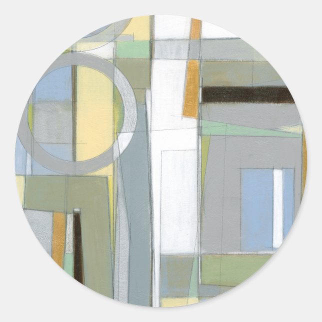 Pegatina Redonda Formas geométricas abstractas coloridas (Anverso)
