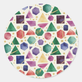 Pegatina Redonda Formas geométricas de acuarela bohemiana y acento 