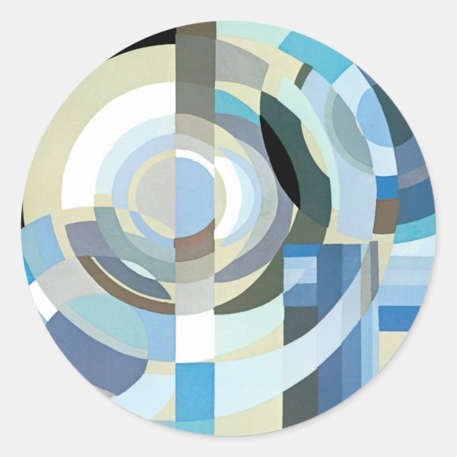 Pegatina Redonda Formas geométricas de jazz de pochoir de arte vint (Anverso)