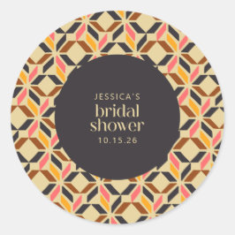 Pegatina Redonda Formas geométricas modernas Ducha de novia amarill