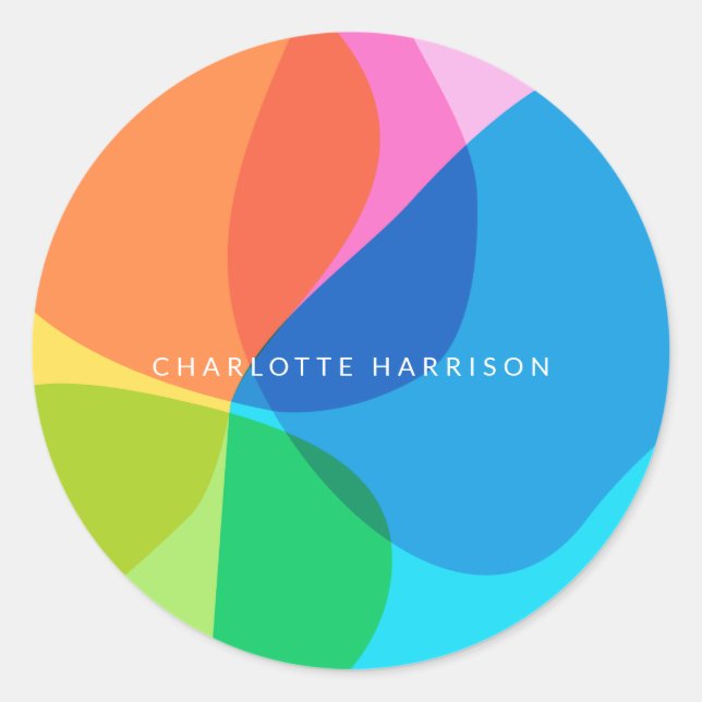 Pegatina Redonda Formas geométricas modernas y coloridas personaliz (Anverso)