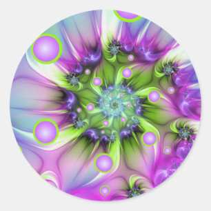 Pegatina Redonda Formas redondas en espiral coloridas Arte fractal 