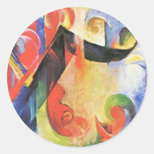 Pegatina Redonda Formas rotas por Franz Marc, arte abstracto vintag