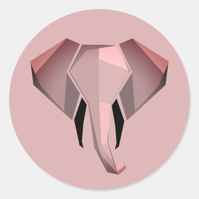 Pegatina Redonda Formas simples Geometría Cabeza elefante (Anverso)