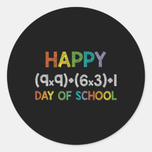 Pegatina Redonda Fórmula matemática 100 días de clase 100 días de d