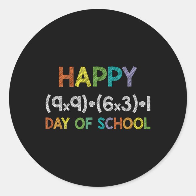 Pegatina Redonda Fórmula matemática 100 días de clase 100 días de d (Anverso)