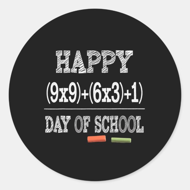 Pegatina Redonda Fórmula Matemática 100 Días De Escuela (Anverso)