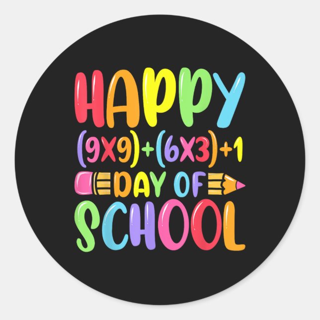 Pegatina Redonda Fórmula Matemática Feliz 100 Días De Matemáticas E (Anverso)