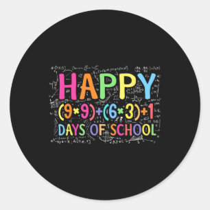 Pegatina Redonda Fórmula Matemática Feliz 100 Días De Matemáticas G