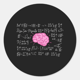 Pegatina Redonda Fórmulas matemáticas para cabezas inteligentes